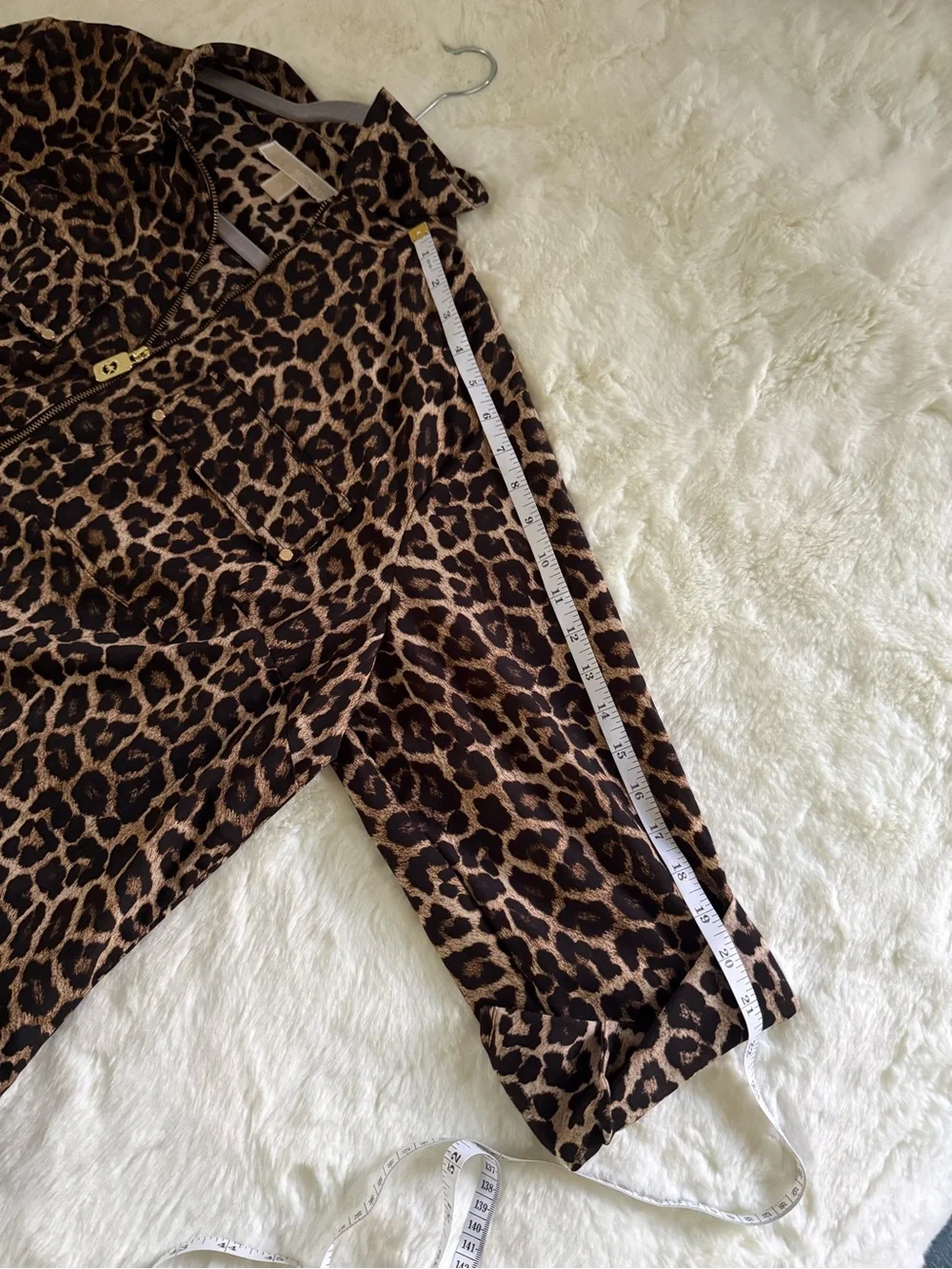 MICHAEL Michael Kors Leopard Print Zip Front Jacket Blouse Women’s 1X Plus Size